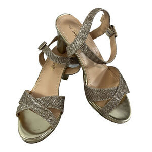 Dream Pairs Heels Pumps Shoes sz 7.5 Gold Sparkles Wedding Cocktail Evening